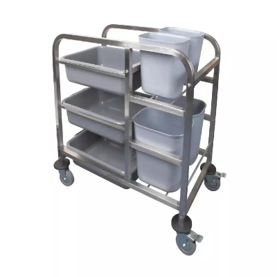 Chariot de cantine en acier inoxydable Vogue